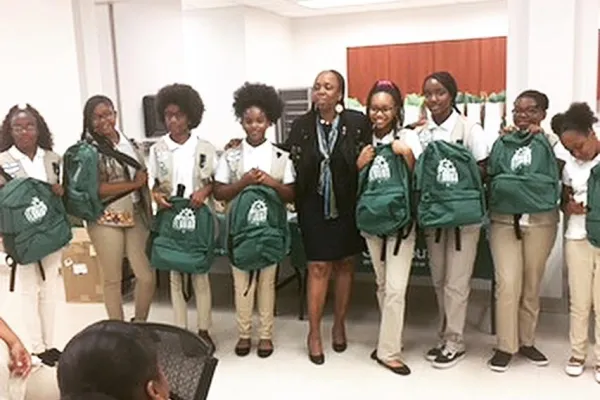 Janice Coakley with Girl Scout Troop 347 in Miami