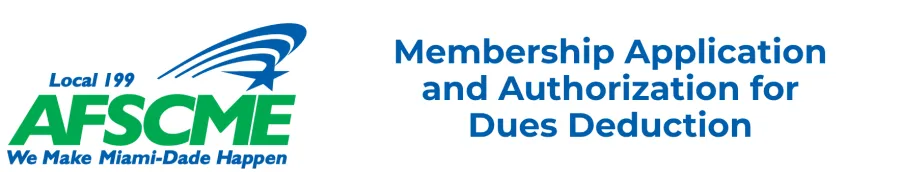 AFSCME Local 199 Membership Card and Authorization for Dues Deduction